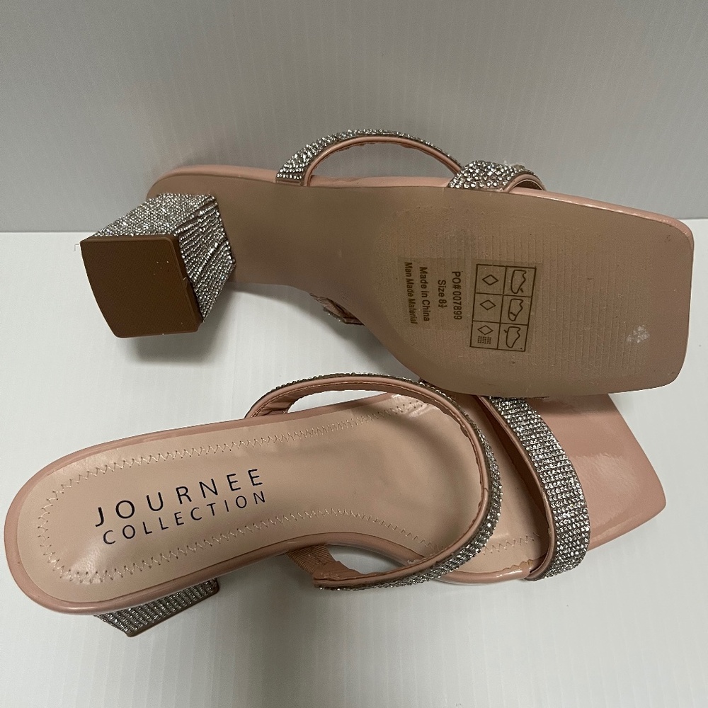 Shandee Nude Journee Collection Block Heel Sandals with Stones